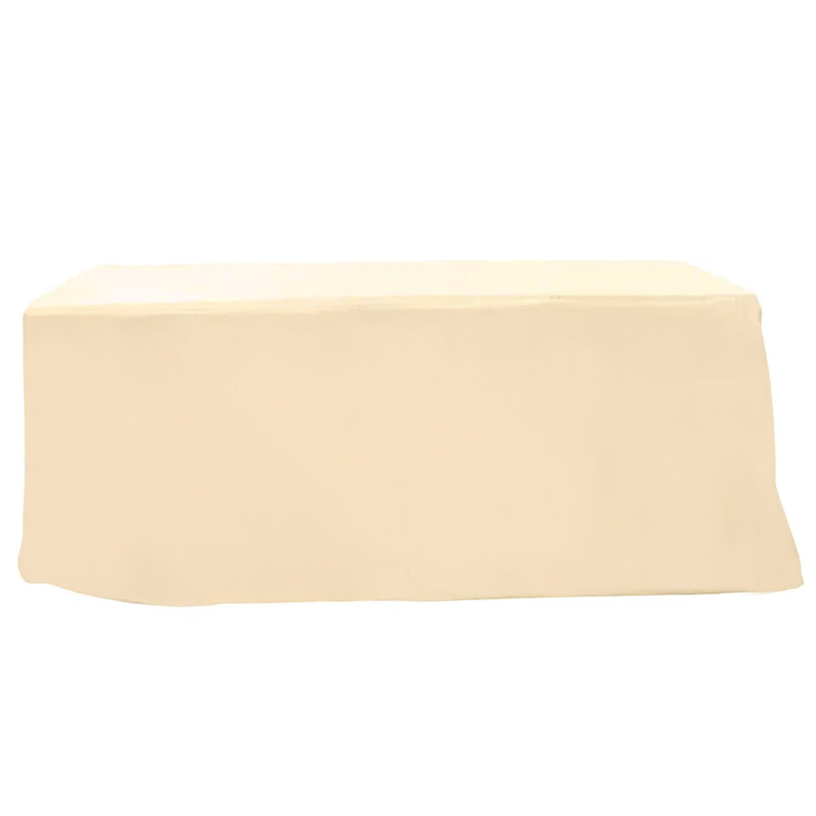 8FT Beige Fitted Polyester Rectangular Table Cover