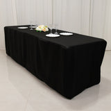 Black Fitted Polyester Rectangle Tablecloth 8ft for Special Size 96x24x30 Tables