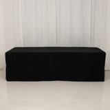 Black Fitted Polyester Rectangle Tablecloth 8ft for Special Size 96x24x30 Tables