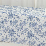 French Toile Fitted Tablecloth 8ft – Blue & White Rectangular Polyester Wrinkle-Resistant