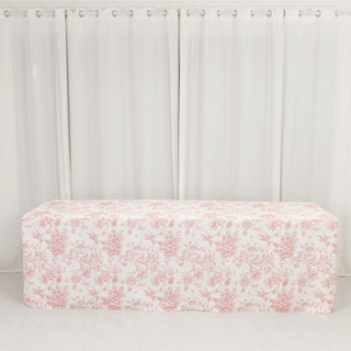 <strong>Pink French Toile 8ft Tablecloth &ndash; Fitted, Wrinkle-Resistant</strong>