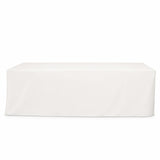 White tablecloth draped over a rectangular table