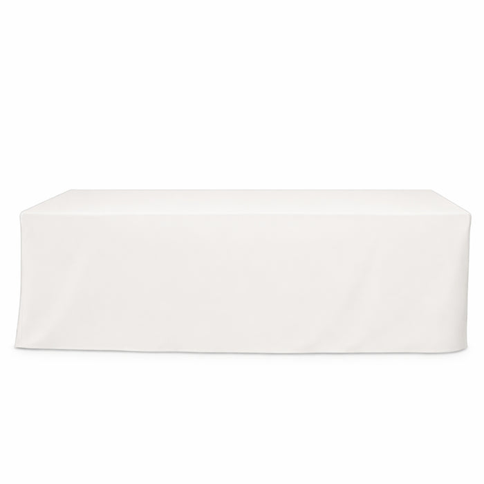 White tablecloth draped over a rectangular table