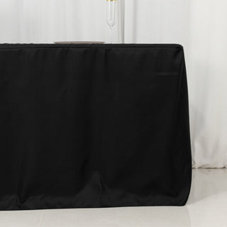 <h3 style="margin-left:0px;"><span style="background-color:transparent;color:#000000;">Black Open Back Fitted Rectangular Tablecloth - Versatility Meets Practicality</span>