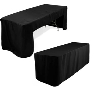 <h3 style="margin-left:0px;"><span style="background-color:transparent;color:#000000;">Black Open Back Fitted Rectangular Tablecloth - Durability for High-Traffic Events</span>