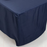 Fitted Polyester 96x30inch Rectangle Tablecloth Navy Blue with Open Back Design