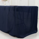 Fitted Polyester 96x30inch Rectangle Tablecloth Navy Blue with Open Back Design