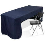 Fitted Polyester 96x30inch Rectangle Tablecloth Navy Blue with Open Back Design