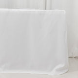 Fitted Polyester 96"x30" Rectangle Tablecloth White with Open Back Design