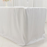 Fitted Polyester 96"x30" Rectangle Tablecloth White with Open Back Design