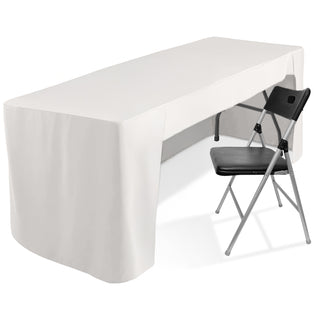 <h3 style="margin-left:0px;"><strong>White Open Back Fitted Rectangular Tablecloth - A Perfect Choice for Trade Shows and Events</strong>