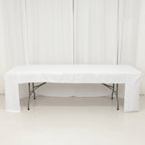 Fitted Polyester 96"x30" Rectangle Tablecloth White with Open Back Design