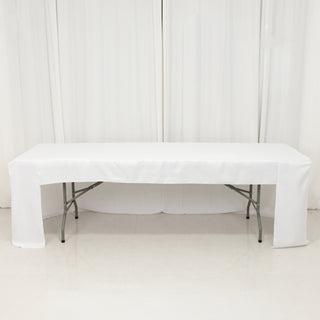 <h3 style="margin-left:0px;"><strong>White Open Back Fitted Rectangular Tablecloth - A Perfect Choice for Trade Shows and Events</strong>