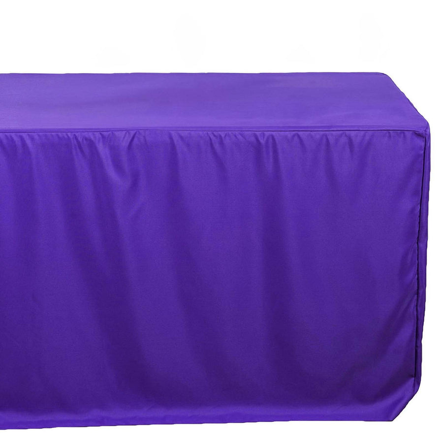 8FT Purple Fitted Polyester Rectangular Table Cover