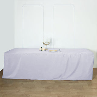 Elegant White Fitted Polyester Rectangular Table Cover