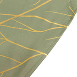 Dusty Sage Green Round Polyester Tablecloth With Gold Foil Tree Branch Pattern - 120inch for 5 Foot