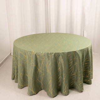 <h3 style="margin-left:0px;"><strong>Stunning Dusty Sage Green Gold Foil Tree Branch Pattern Polyester Tablecloth</strong>