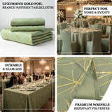 Luxurious gold foil branch pattern tablecloths for home and events.