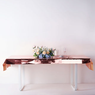 Elevate Your Event Decor with the Rose Gold Metallic Foil Tablecloth