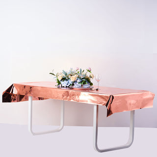 Add Elegance to Your Event with the Rose Gold Metallic Foil Tablecloth