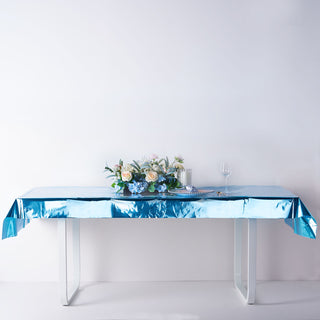 Turquoise Metallic Foil Tablecloth: The Perfect Choice for Any Event