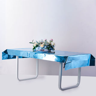 Turquoise Metallic Foil Tablecloth for a Glitzy and Glamorous Event