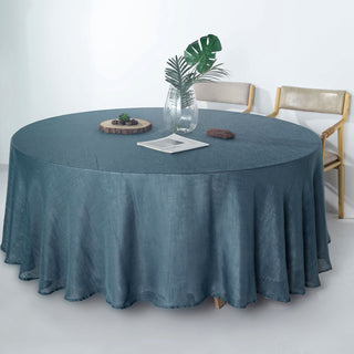 Elegant Blue Seamless Linen Round Tablecloth for Stunning Events