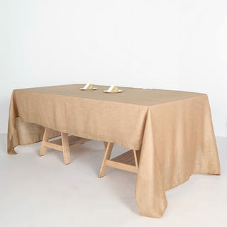 Elegant Natural Seamless Rectangular Tablecloth in 60x126 Size