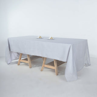 Add Elegance to Your Event with the Silver Seamless Rectangular Tablecloth