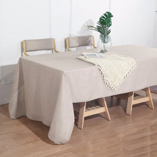 Beige Seamless Rectangular Tablecloth for Elegant Events