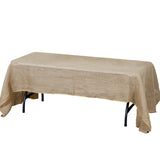 60"x126" Natural Rectangle Burlap Rustic Tablecloth | Jute Linen Table Decor
