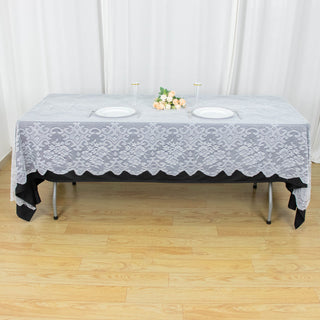 Premium Lace White Seamless Rectangular Oblong Tablecloth - Versatile and Stylish