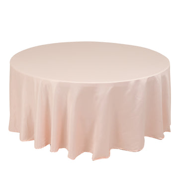 108" Blush Seamless Lamour Satin Round Tablecloth