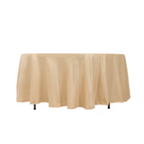 Beige Seamless Lamour Satin Round Tablecloth - 108inch