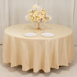 Beige Seamless Lamour Satin Round Tablecloth - 108inch