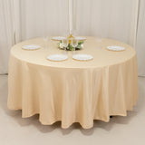 Beige Seamless Lamour Satin Round Tablecloth - 108inch