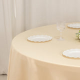 Beige Seamless Lamour Satin Round Tablecloth - 108inch