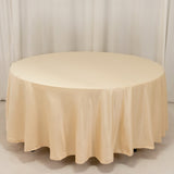 Beige Seamless Lamour Satin Round Tablecloth - 108inch