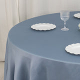 108inch Dusty Blue Seamless Lamour Satin Round Tablecloth