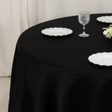 Black Seamless Lamour Satin Round Tablecloth - 108inch