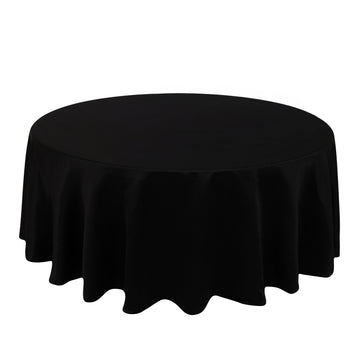 108" Black Seamless Lamour Satin Round Tablecloth