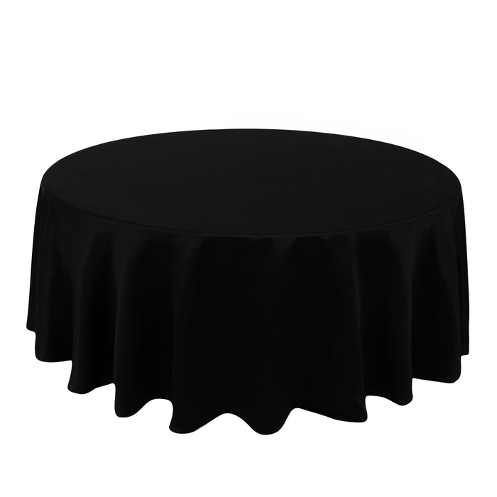 Black Seamless Lamour Satin Round Tablecloth - 108inch