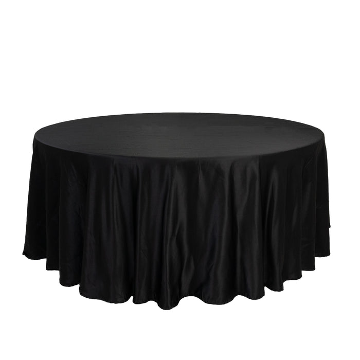 108" Black Lamour Satin Round Tablecloth