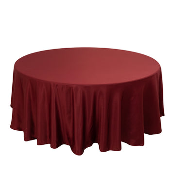 108" Burgundy Seamless Lamour Satin Round Tablecloth