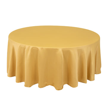 108" Champagne Seamless Lamour Satin Round Tablecloth