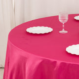 108inch Fuchsia Seamless Lamour Satin Round Tablecloth