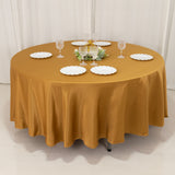 108inch Gold Seamless Lamour Satin Round Tablecloth