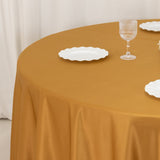 108inch Gold Seamless Lamour Satin Round Tablecloth