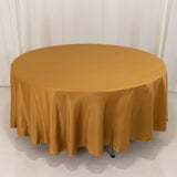 108inch Gold Seamless Lamour Satin Round Tablecloth