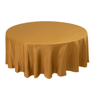 108" Gold Seamless Lamour Satin Round Tablecloth